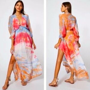 Sz XS Young Fabulous & Broke YFB Meadow Bahama Chiffon Tie Dye Maxi Dress